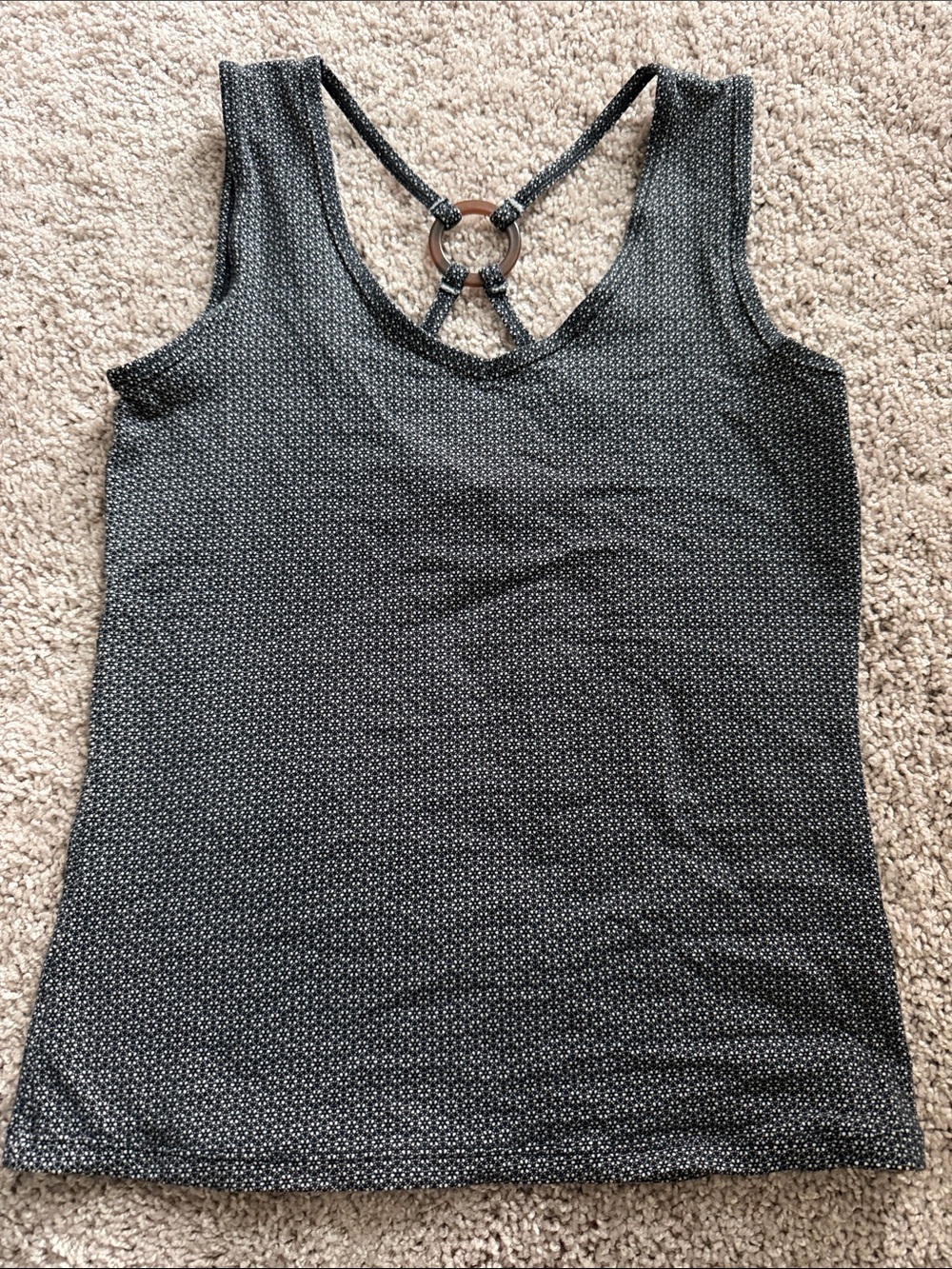 Black Micro-Pattern Tank with Ring Back Athletic Material